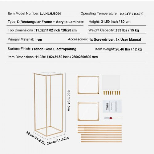 10Pcs 315Inch High Wedding Flower Stand With Acrylic Laminatemetal Vase Column