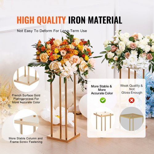 4PCS Gold Metal Column Wedding Flower Stand 315inch High With Metal