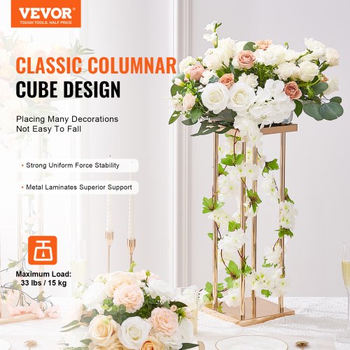 4PCS Gold Metal Column Wedding Flower Stand 236inch High With Metal