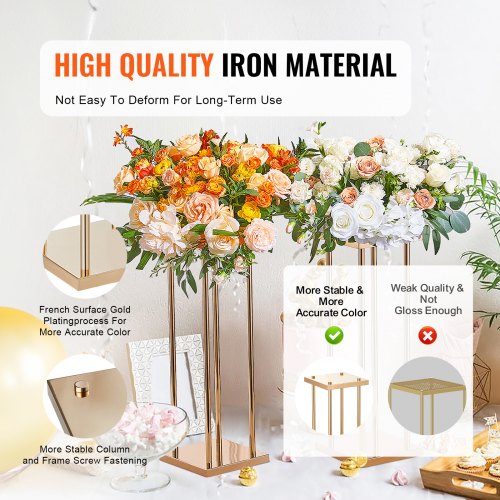 4PCS Gold Metal Column Wedding Flower Stand 236inch High With Metal