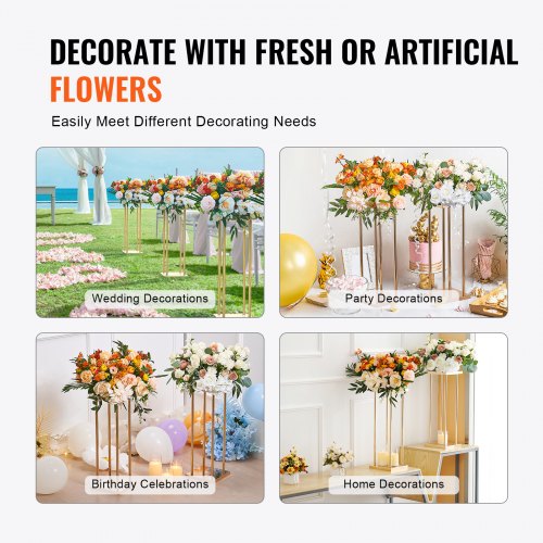4PCS Gold Metal Column Wedding Flower Stand 236inch High With Metal