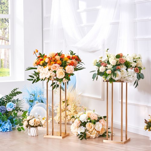 4PCS Gold Metal Column Wedding Flower Stand 236inch High With Metal