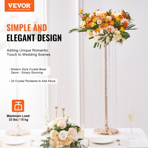4PCS 3543inch Tall Crystal Wedding Flowers Stand Luxurious Centerpieces