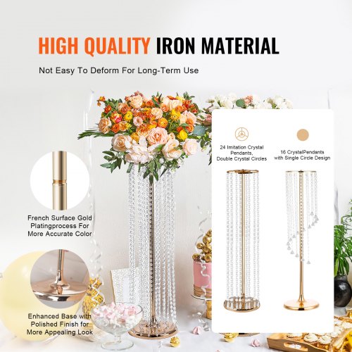 4PCS 3543inch Tall Crystal Wedding Flowers Stand Luxurious Centerpieces