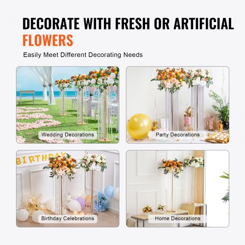 4PCS 3543inch Tall Crystal Wedding Flowers Stand Luxurious Centerpieces
