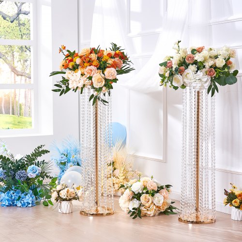 4PCS 3543inch Tall Crystal Wedding Flowers Stand Luxurious Centerpieces