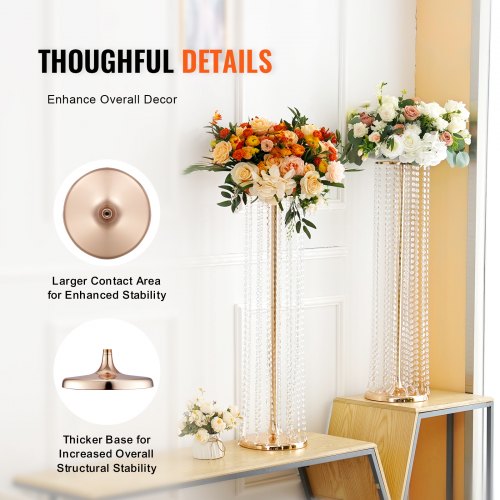 2PCS 3543inch 90cm Tall Crystal Wedding Flowers Stand Luxurious