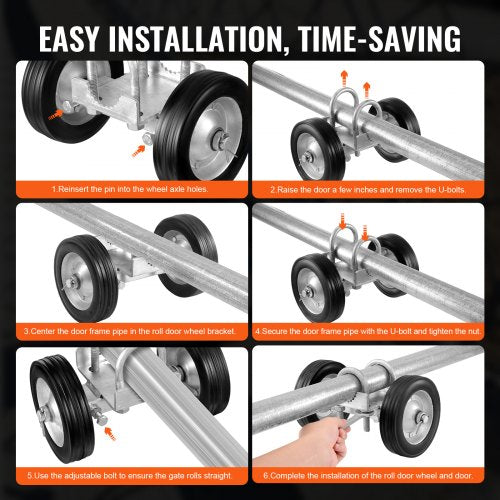 Sliding Gate Kit 6” Rolling Gate Hardware Kit Universal Adjustable Sliding