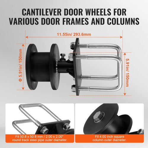 Sliding Gate Kit w HShaped Groove 4 Track Wheels for Cantilever – 102 MM