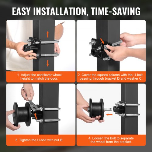 Sliding Gate Kit w HShaped Groove 4 Track Wheels for Cantilever – 102 MM