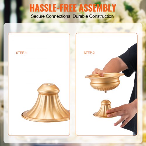 10PCS 16cm63” Tall Wedding Flower Vase Metal Wedding Centerpiece Gold