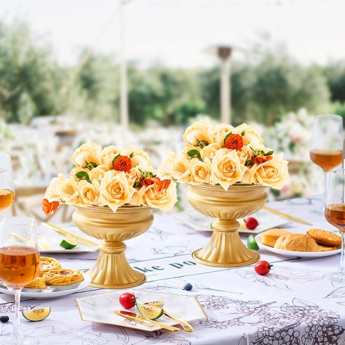 10PCS 16cm63” Tall Wedding Flower Vase Metal Wedding Centerpiece Gold