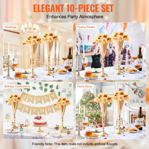 10PCS 43cm169” Tall Wedding Flower Vase Metal Wedding Trumpet