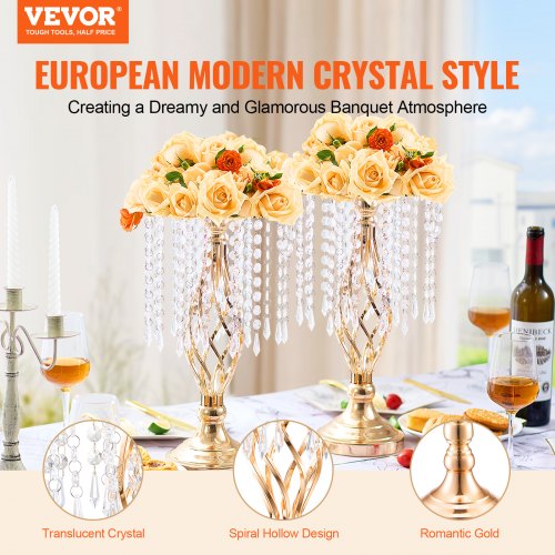 20PCS 43cm169” Tall Crystal Wedding Flower Stand Metal Wedding