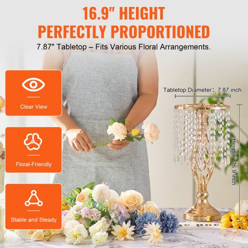 20PCS 43cm169” Tall Crystal Wedding Flower Stand Metal Wedding