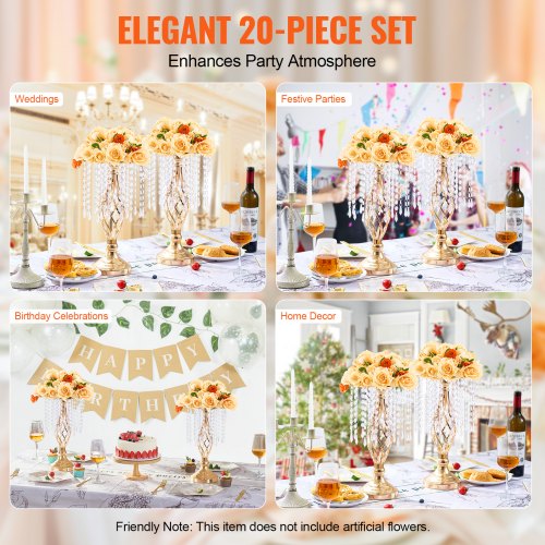 20PCS 43cm169” Tall Crystal Wedding Flower Stand Metal Wedding