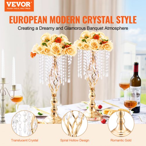 12PCS 49cm193” Tall Crystal Wedding Flower Stand Metal Wedding