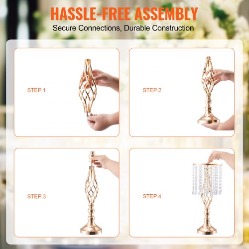 12PCS 49cm193” Tall Crystal Wedding Flower Stand Metal Wedding