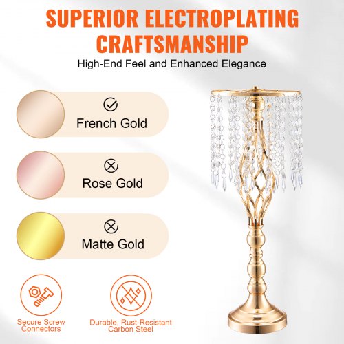 2PCS 55cm2165” Tall Crystal Wedding Flower Stand Metal Wedding
