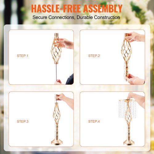 2PCS 55cm2165” Tall Crystal Wedding Flower Stand Metal Wedding