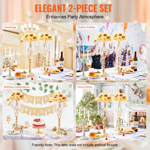 2PCS 55cm2165” Tall Crystal Wedding Flower Stand Metal Wedding