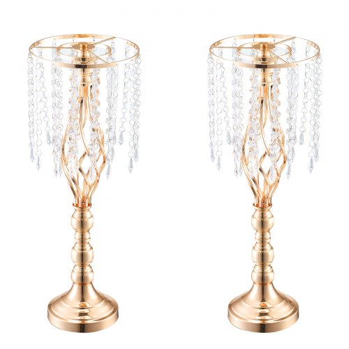 2PCS 55cm2165” Tall Crystal Wedding Flower Stand Metal Wedding