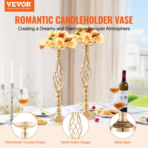 20PCS 58cm2283” Tall Wedding Flower Vase Metal Wedding Centerpiece Gold