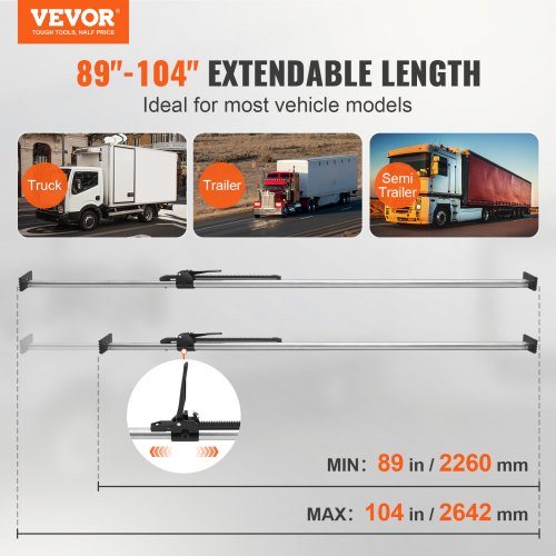 Cargo Bar Ratcheting Adjustable From 89 To 104 Heavyduty Steel Stabilizer With