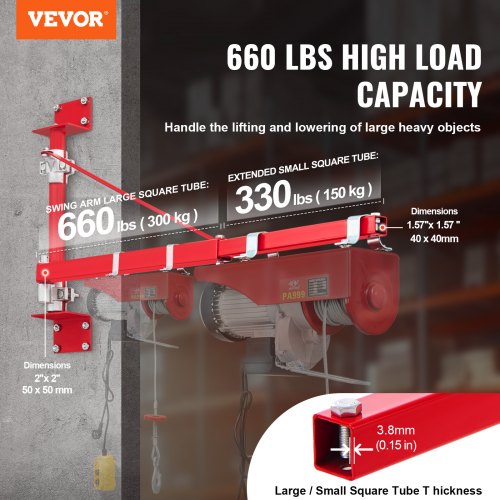 Electric Hoist Support Arm 660 lbs Max Load Capacity Electric Hoist Holder