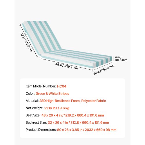 Chaise Lounge Cushion 80 X 26 4 In Set Of 2 Outdoor Chair Cushions Waterproof