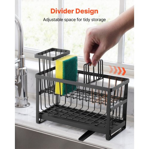 Kitchen Sink Caddy Organizer 2 Tier Sponge Holder For With High Brush Divider