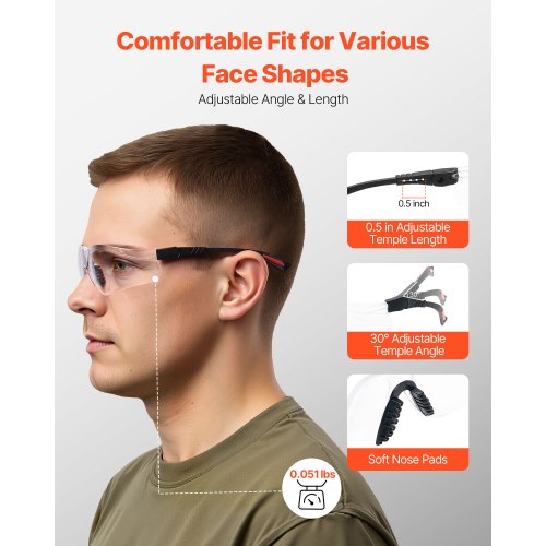 Safety Glasses Antifog And Scratchresistant Clear Lens Goggles With Adjustable
