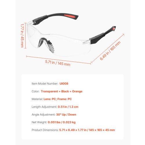 Safety Glasses Antifog And Scratchresistant Clear Lens Goggles With Adjustable