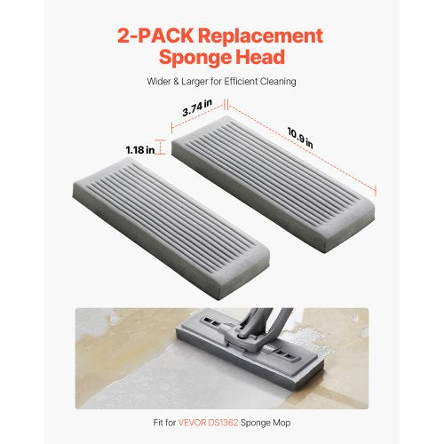 Sponge Mop Replacement 2Piece High Density Wider PU Sponge Mop Head