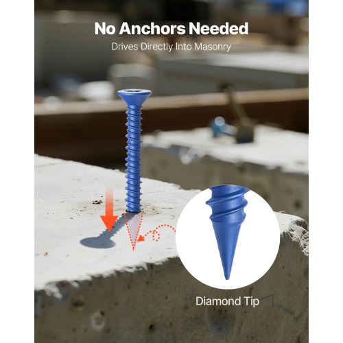 Concrete Screws 316 inch 100 PCS 5 Different Lengths Phillips Head