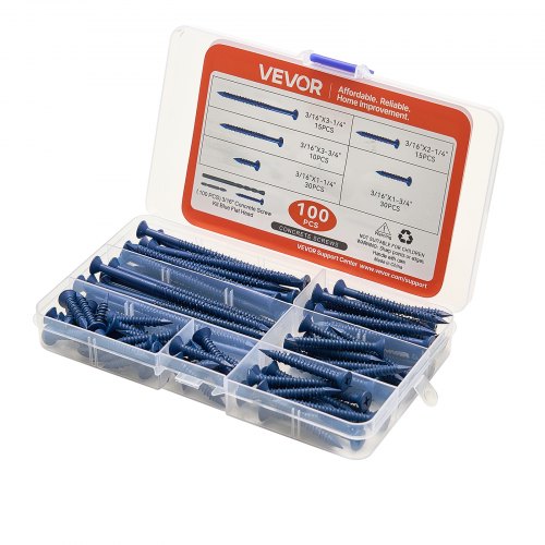 Concrete Screws 316 inch 100 PCS 5 Different Lengths Phillips Head