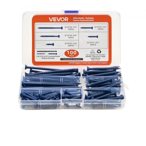 Concrete Screws 316 inch 100 PCS 5 Different Lengths Phillips Head