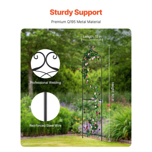 Garden Trellis for Climbing Plants 60 x 15 in Rustproof Metal Garden