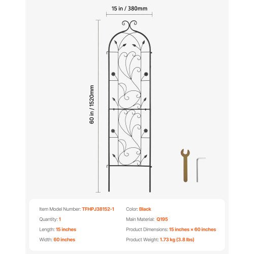Garden Trellis for Climbing Plants 60 x 15 in Rustproof Metal Garden