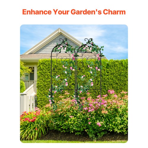 Garden Trellis for Climbing Plants 60 x 15 in 2 Packs Rustproof Metal