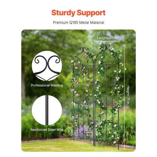 Garden Trellis for Climbing Plants 71 x 20 in 2 Packs Rustproof Metal