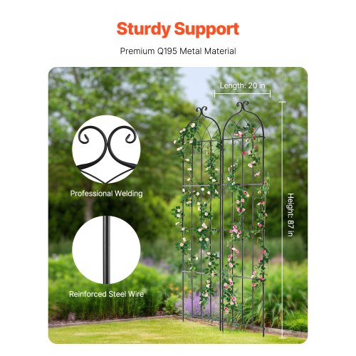 Garden Trellis for Climbing Plants 87 x 20 in 2 Packs Rustproof Metal