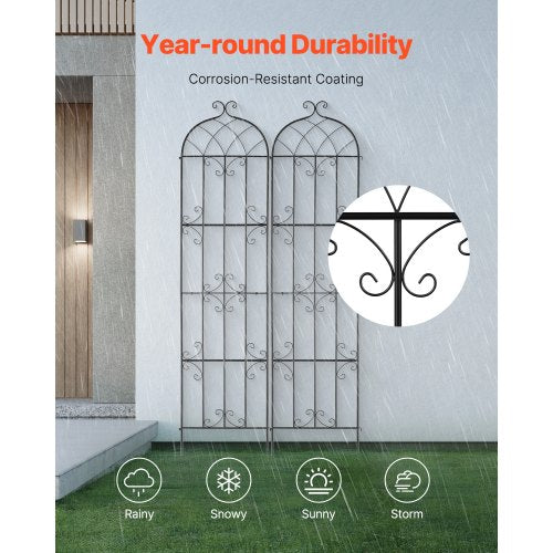 Garden Trellis for Climbing Plants 87 x 20 in 2 Packs Rustproof Metal