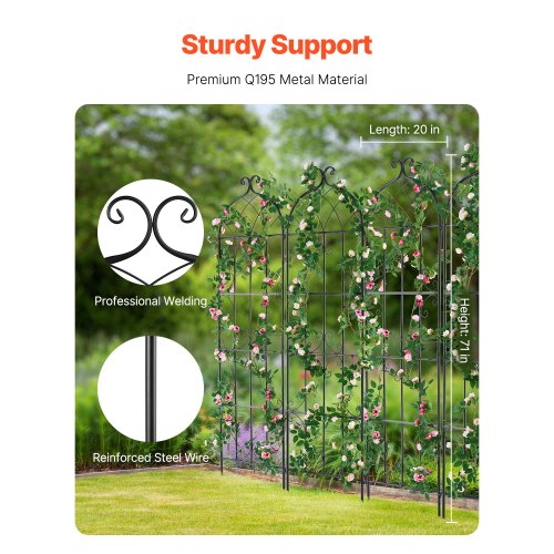 Garden Trellis for Climbing Plants 71 x 20 in 4 Packs Rustproof Metal