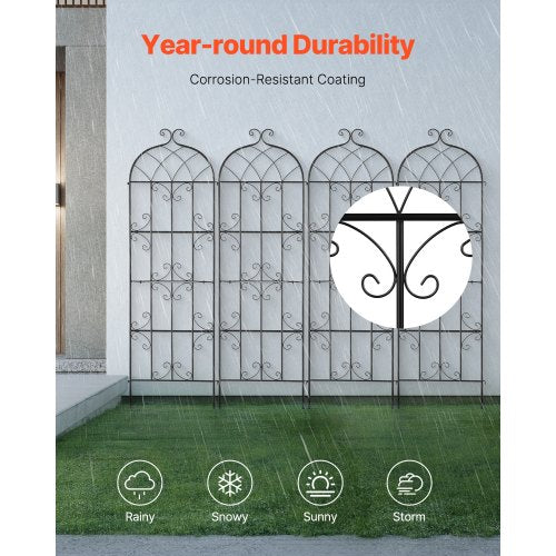 Garden Trellis for Climbing Plants 71 x 20 in 4 Packs Rustproof Metal