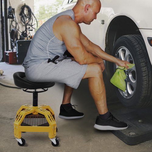 Rolling Garage Stool 300LBS Capacity Adjustable Height from 24 in to 287