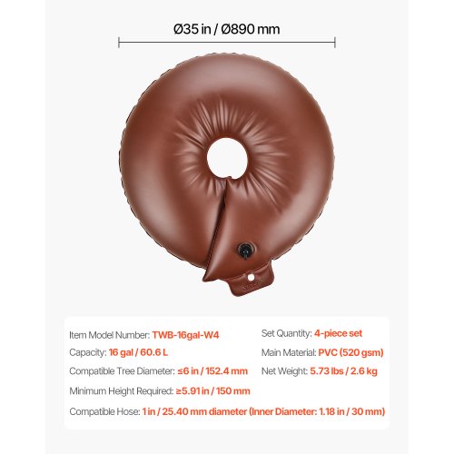 Tree Watering Rings 4 Pcs 16 Gallons Tree Watering Bags 69 Hours Slow