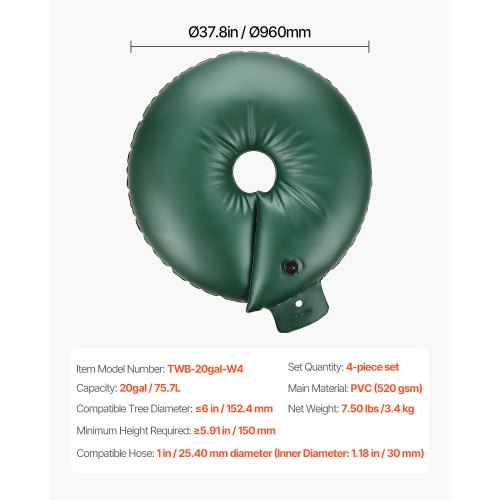 Tree Watering Rings 4 Pcs 20 Gallons Tree Watering Bags 69 Hours Slow