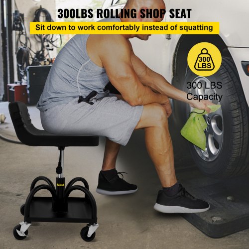 Rolling Garage Stool 300LBS Capacity Adjustable Height from 157