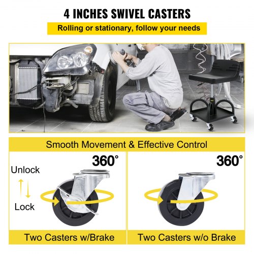 Rolling Garage Stool 300LBS Capacity Adjustable Height from 157